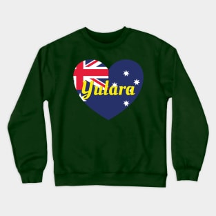 Yulara NT Australia Australian Flag Heart Crewneck Sweatshirt